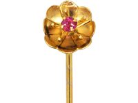 Edwardian 15ct Gold Buttercup Tie Pin set with a Ruby