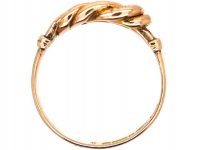 Edwardian 9ct Gold Knot Ring with Plain & Engraved Detail