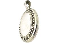 Victorian Oval Silver Locket with Hobnail Detail