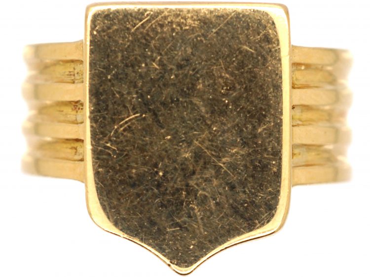 Edwardian 18ct Gold Shield Shape Signet Ring