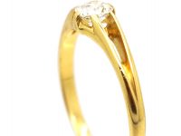 Edwardian 18ct Gold, Diamond Solitaire Ring in Openwork Setting