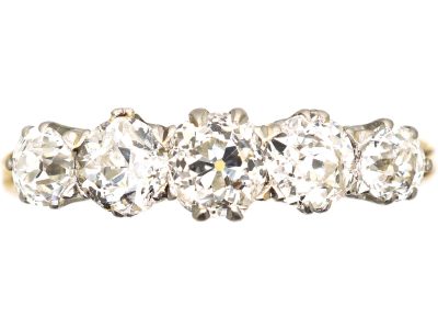 Edwardian 18ct Gold, Five Stone Diamond Ring