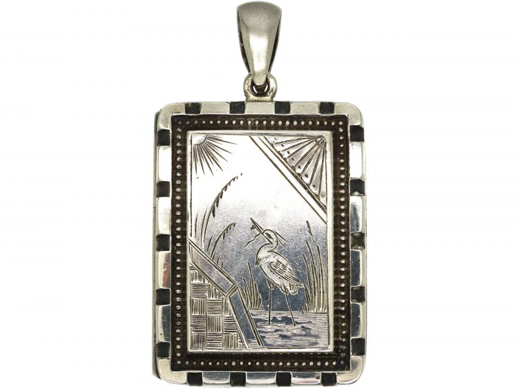 Victorian Silver Rectangular Shaped Locket with Aesthetic Period Detail
