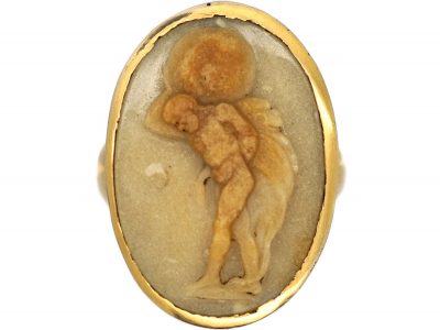 Georgian NeoClassical 18ct Gold and Hardstone Cameo Ring of Atlas
