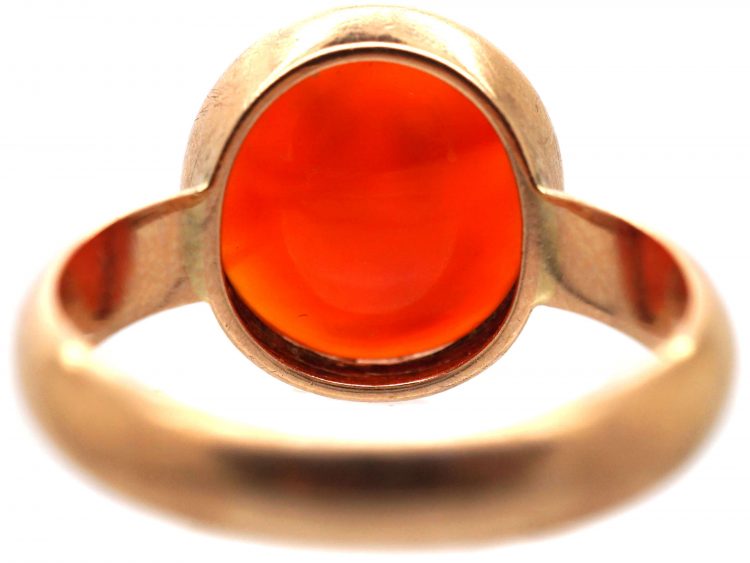 Edwardian 15ct Gold Carnelian Ring with Intaglio of Hellenistic Attic Helmeted Warrior
