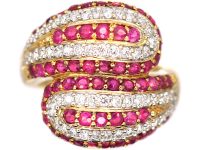 18ct Gold, Ruby & Diamond Double Snake Ring