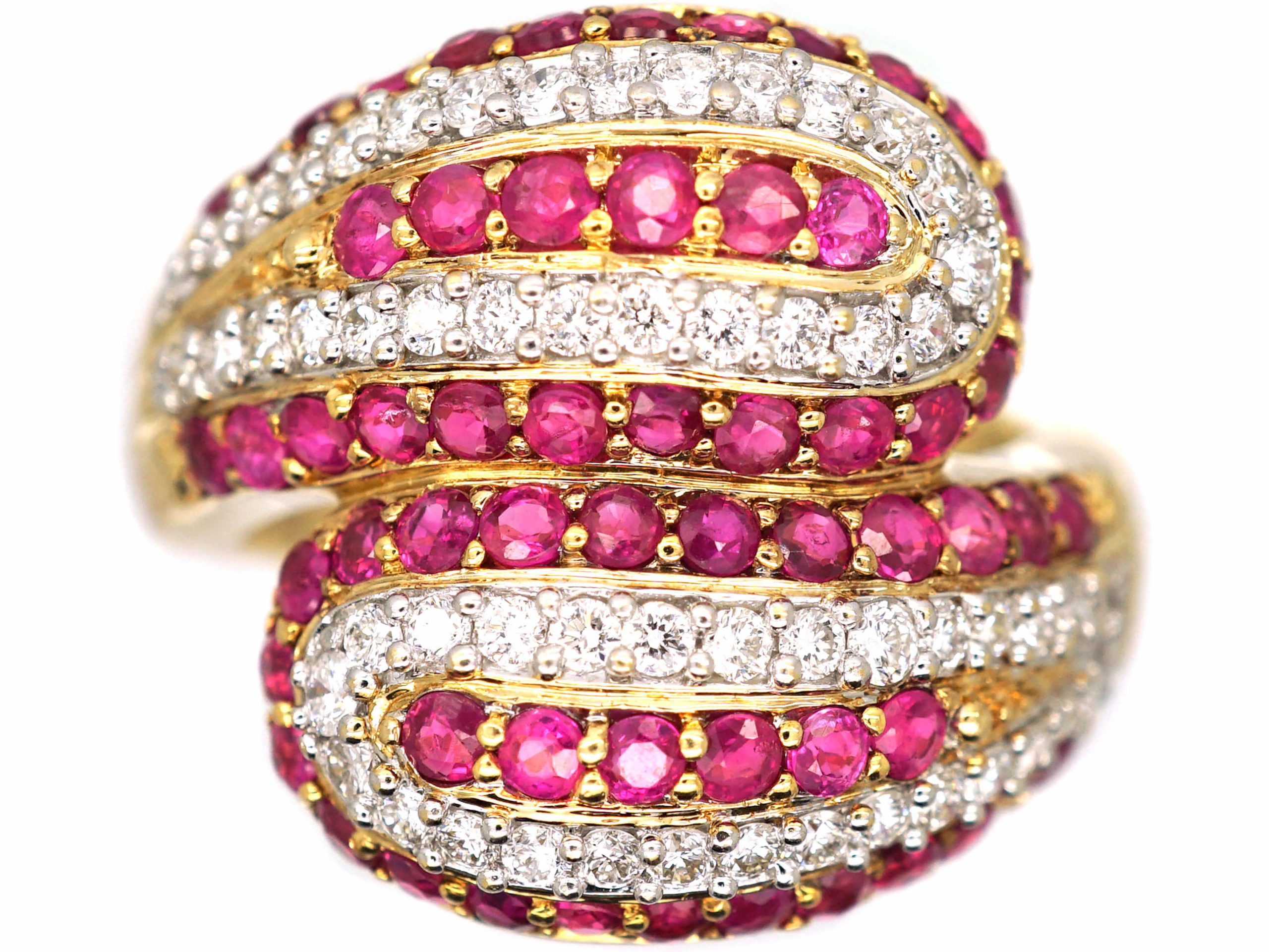 18ct Gold, Ruby & Diamond Double Snake Ring (62S) | The Antique ...
