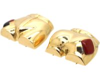 Pair of 14ct Gold and Enamel Retro Novelty Clips of Bottoms
