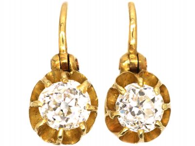 Edwardian 18ct Gold, Claw Set Old Mine Cut Diamond Solitaire Earrings