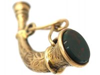 Victorian 9ct Gold Hunting Horn Seal set with Bloodstone