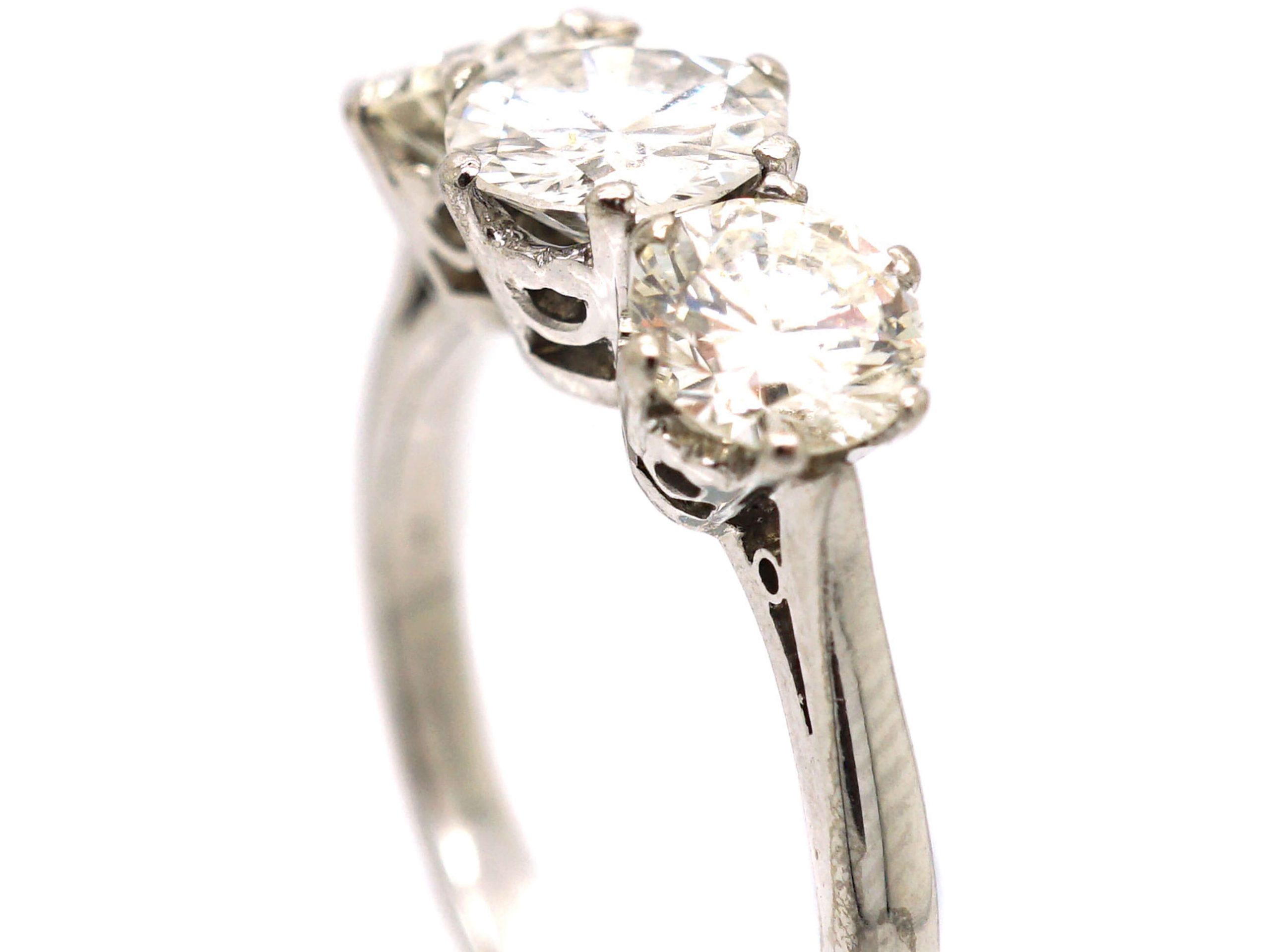 Art Deco 18ct White Gold, Three Stone Diamond Ring (2S) | The Antique ...
