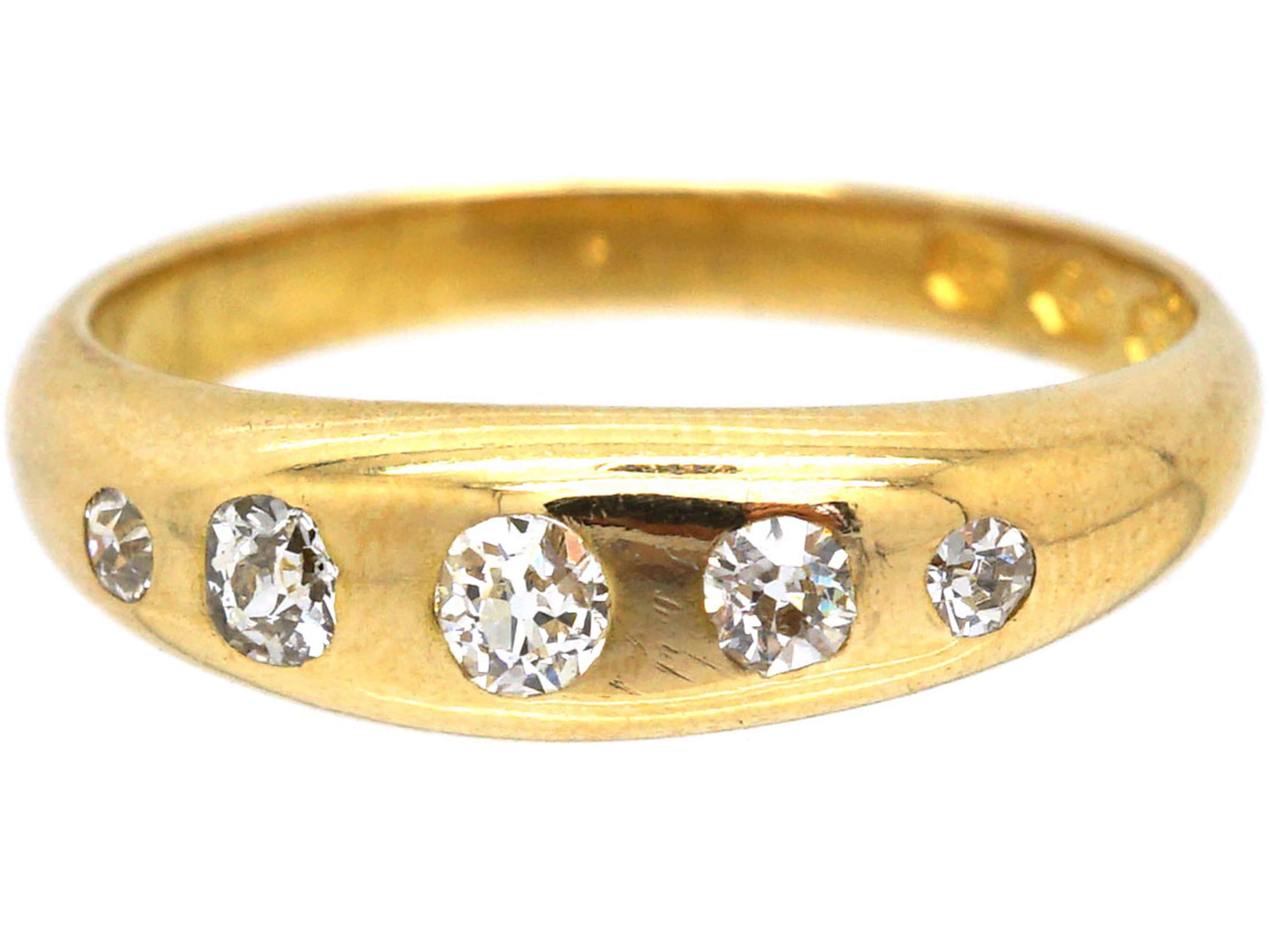 Victorian 18ct Gold, Five Stone Rub Over Set Diamond Ring (29S) | The ...