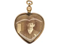 Edwardian 9ct Gold Heart Shaped Glazed Locket