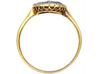 Edwardian 18ct Gold & Platinum, Sapphire & Diamond Hexagonal Cluster Ring