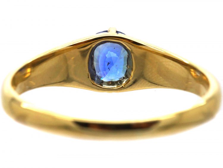 Edwardian 18ct Gold and Sapphire Solitaire Ring