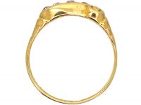 Edwardian 18ct Gold Five Stone Diamond Scroll Design Ring