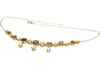 Edwardian 15ct Gold Necklace set with Different Coloured Zircons