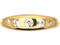 Victorian 18ct Gold, Five Stone Rub Over Set Diamond Ring
