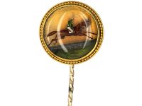 Victorian 18ct Gold Reverse Intaglio Rock Crystal Tie Pin of a Racehorse