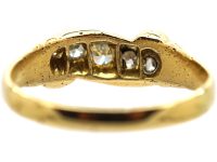 Edwardian 18ct Gold Five Stone Diamond Scroll Design Ring