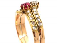 Art Deco Gold, Spinel and Rose Cut Diamond Wrap Around Ring
