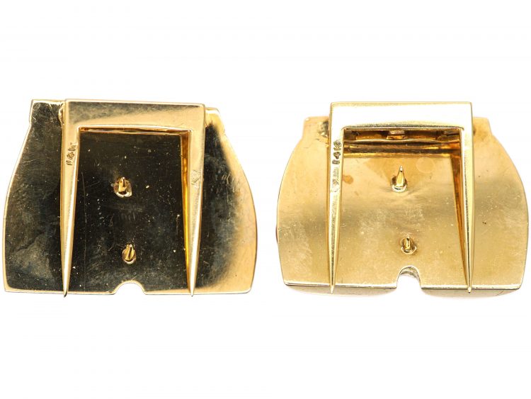 Pair of 14ct Gold and Enamel Retro Novelty Clips of Bottoms