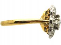 Edwardian 18ct Gold Large Rub Over Set Diamond Daisy Cluster Ring