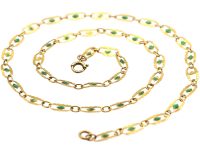 Edwardian 9ct Gold & Green Enamel Ornate Chain