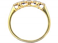 Art Deco 18ct Gold & Platinum, Five Stone Sapphire & Diamond Ring