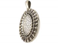 Victorian Oval Silver Locket with Ivy Leaf Detail