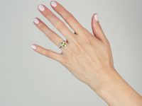 18ct White Gold, Peridot & Diamond Cluster Ring