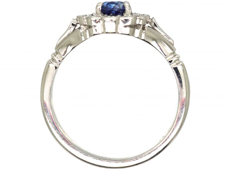18ct White Gold, Sapphire and Diamond Oval Cluster Ring