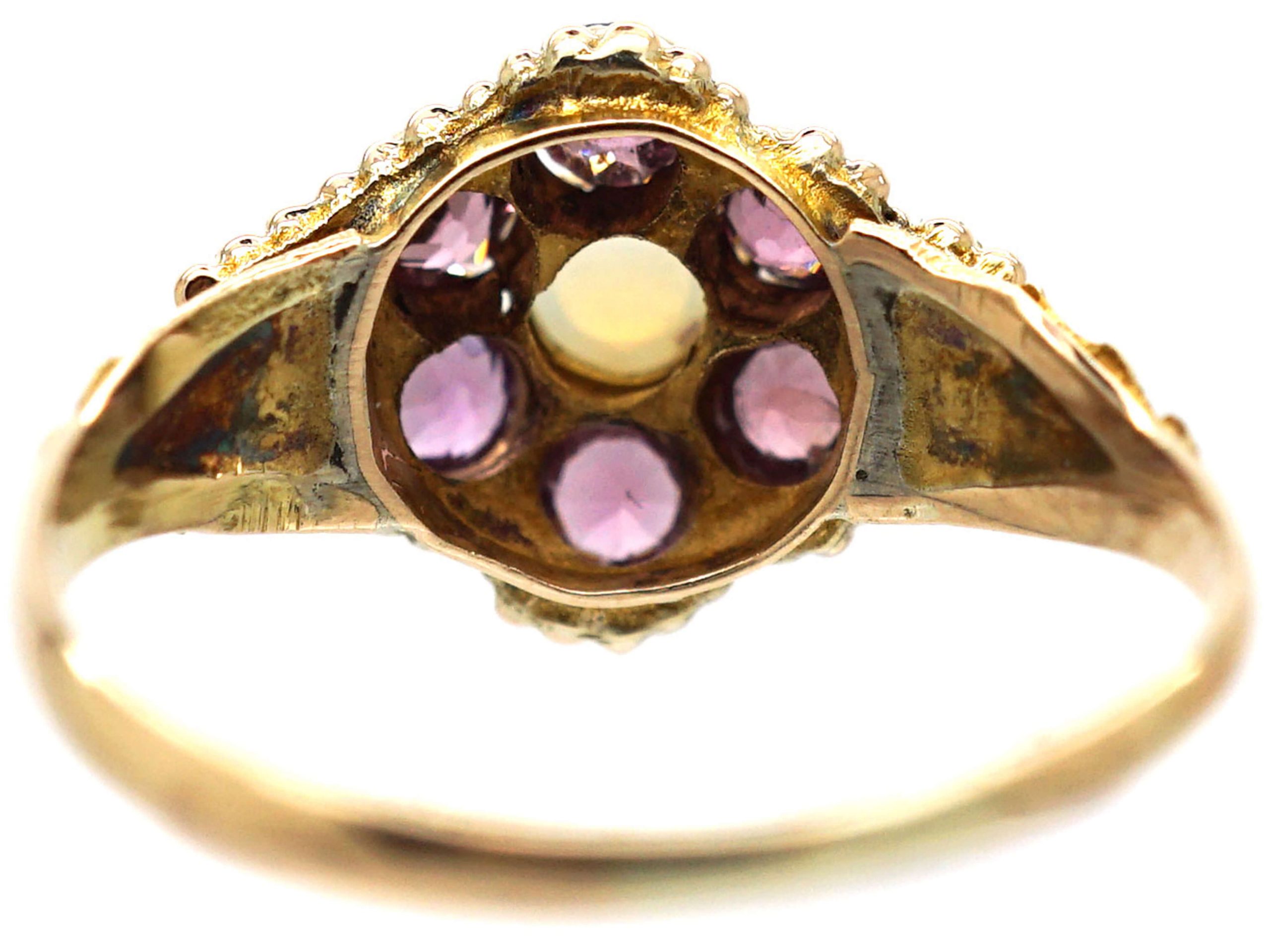 Regency 9ct Gold, Garnet & Opal Cluster Ring (142S) | The Antique ...