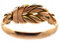 Edwardian 9ct Gold Knot Ring with Plain & Engraved Detail