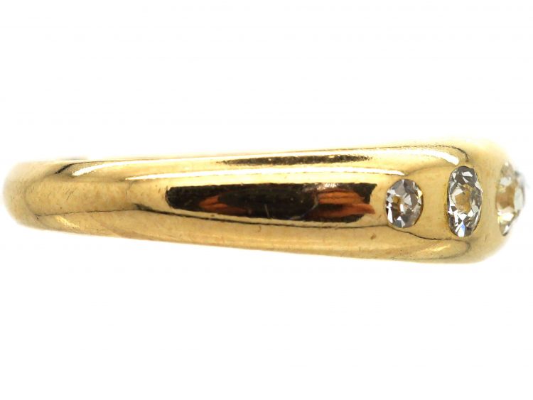 Victorian 18ct Gold, Five Stone Rub Over Set Diamond Ring