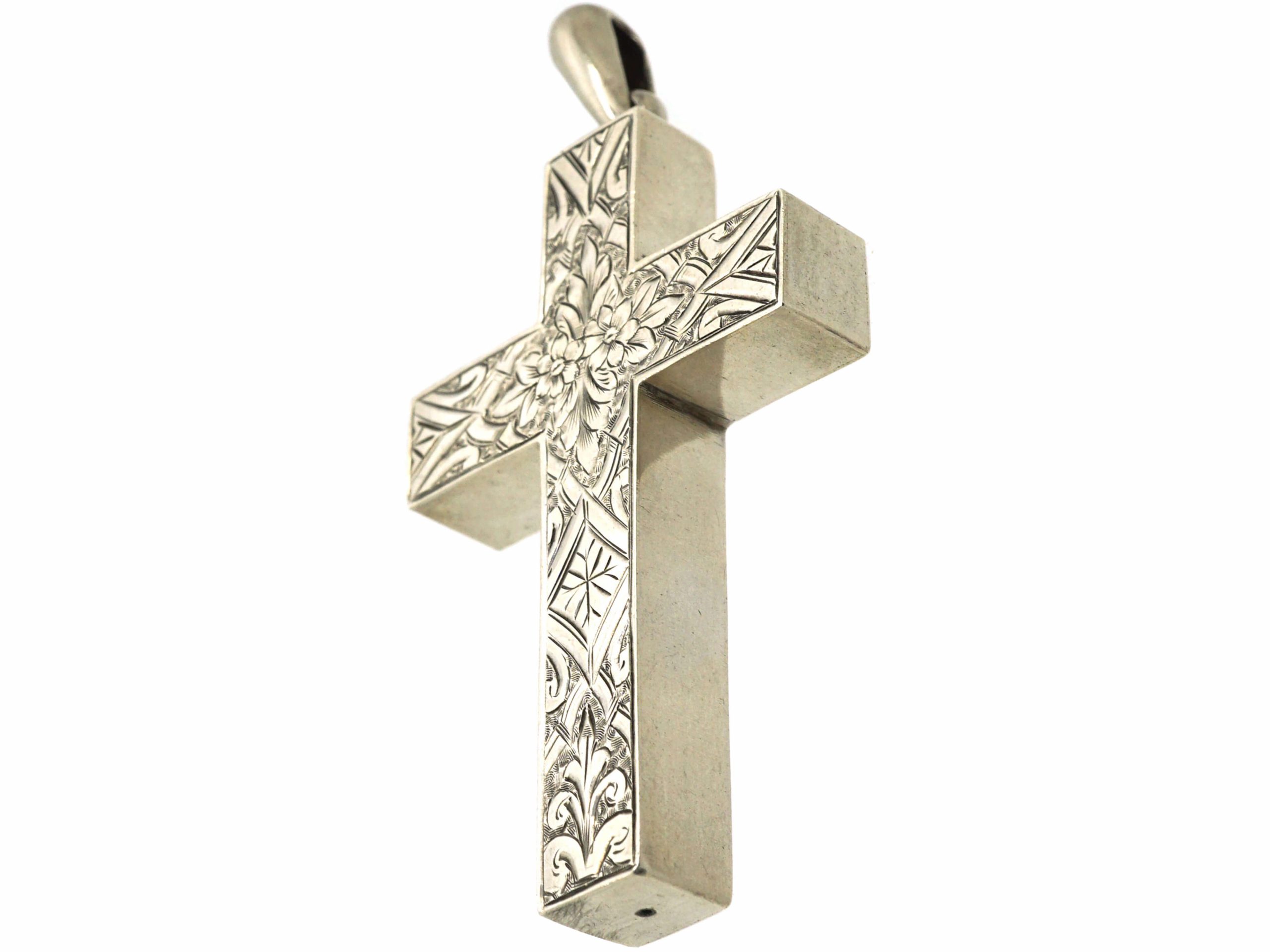 Engraved silver sale cross