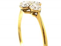 Art Deco 18ct Gold & Platinum, Four Stone Diamond Ring with Hexagonal Settings