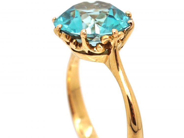 Art Deco 18ct Gold Zircon Solitaire Ring