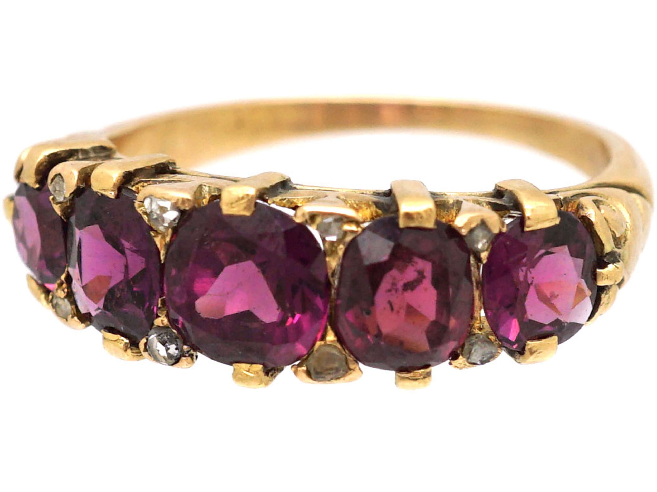 Victorian Five Stone Almandine Garnet And Rose Diamond Ring 21s The Antique Jewellery Company