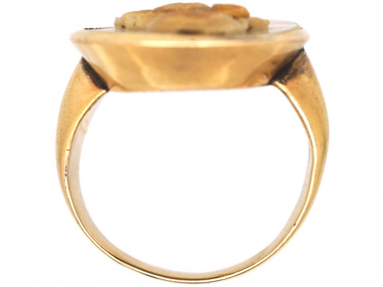 Georgian NeoClassical Gold and Hardstone Cameo Ring of Atlas