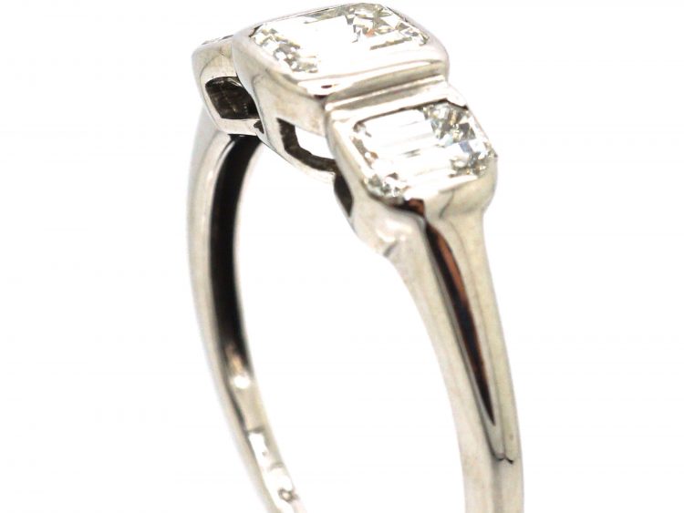 18ct White Gold, Three Stone Baguette Diamond Ring