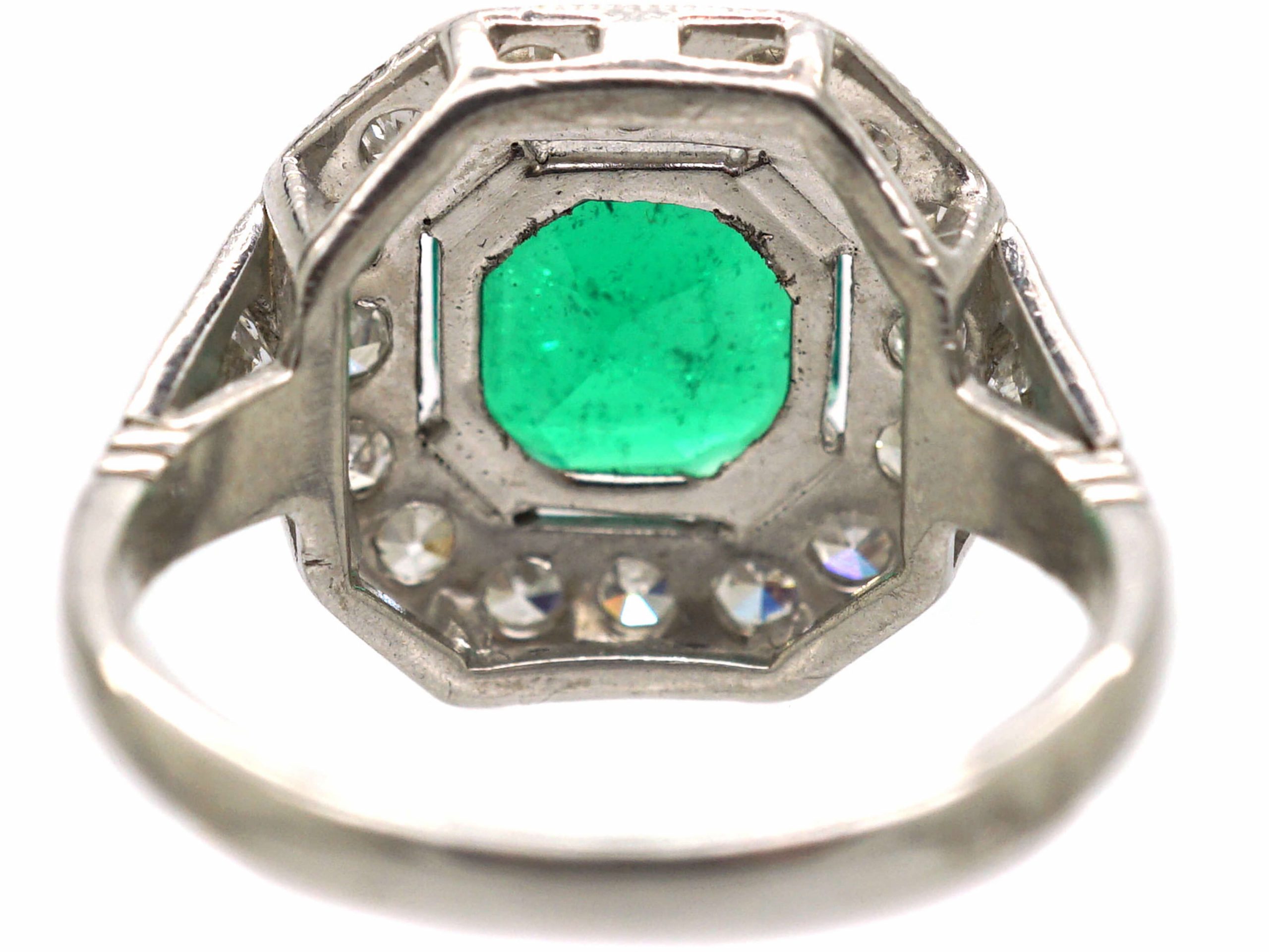 Art Deco 18ct White Gold, Columbian Emerald & Diamond Ring (107S) | The ...