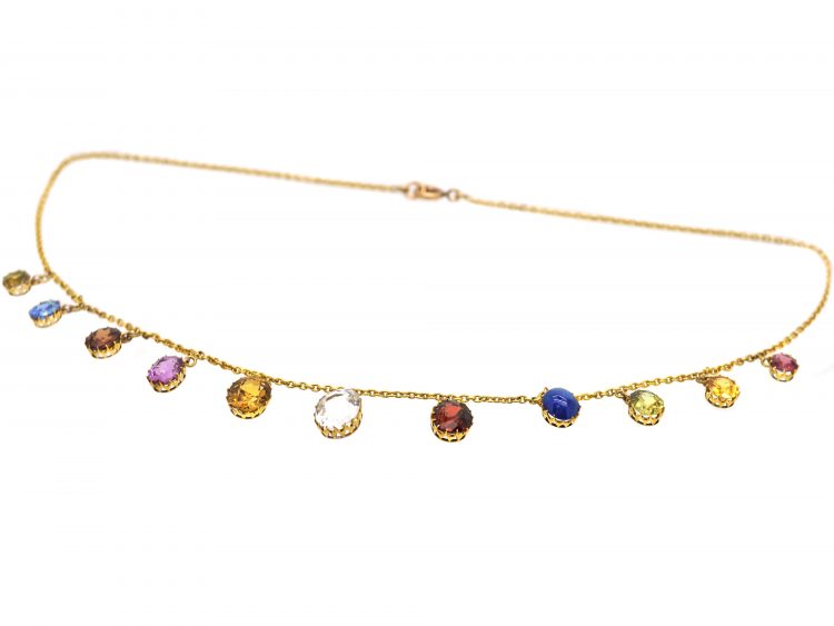 Victorian 15ct Gold Multi-Gem Harlequin Necklace