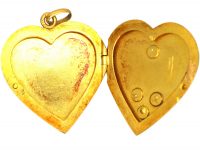 Edwardian 18ct Gold Heart Shaped Locket with Green Garnet & Pearl Detail