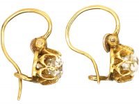 Edwardian 18ct Gold, Claw Set Old Mine Cut Diamond Solitaire Earrings