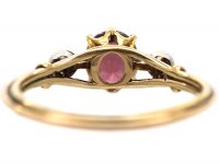 Edwardian 15ct Gold, Garnet & Diamond Three Stone Ring