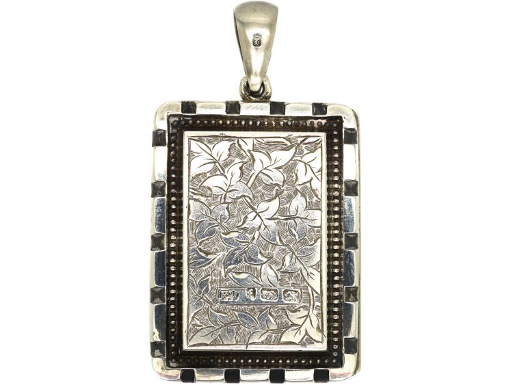 Victorian Silver Rectangular Shaped Locket with Aesthetic Period Detail