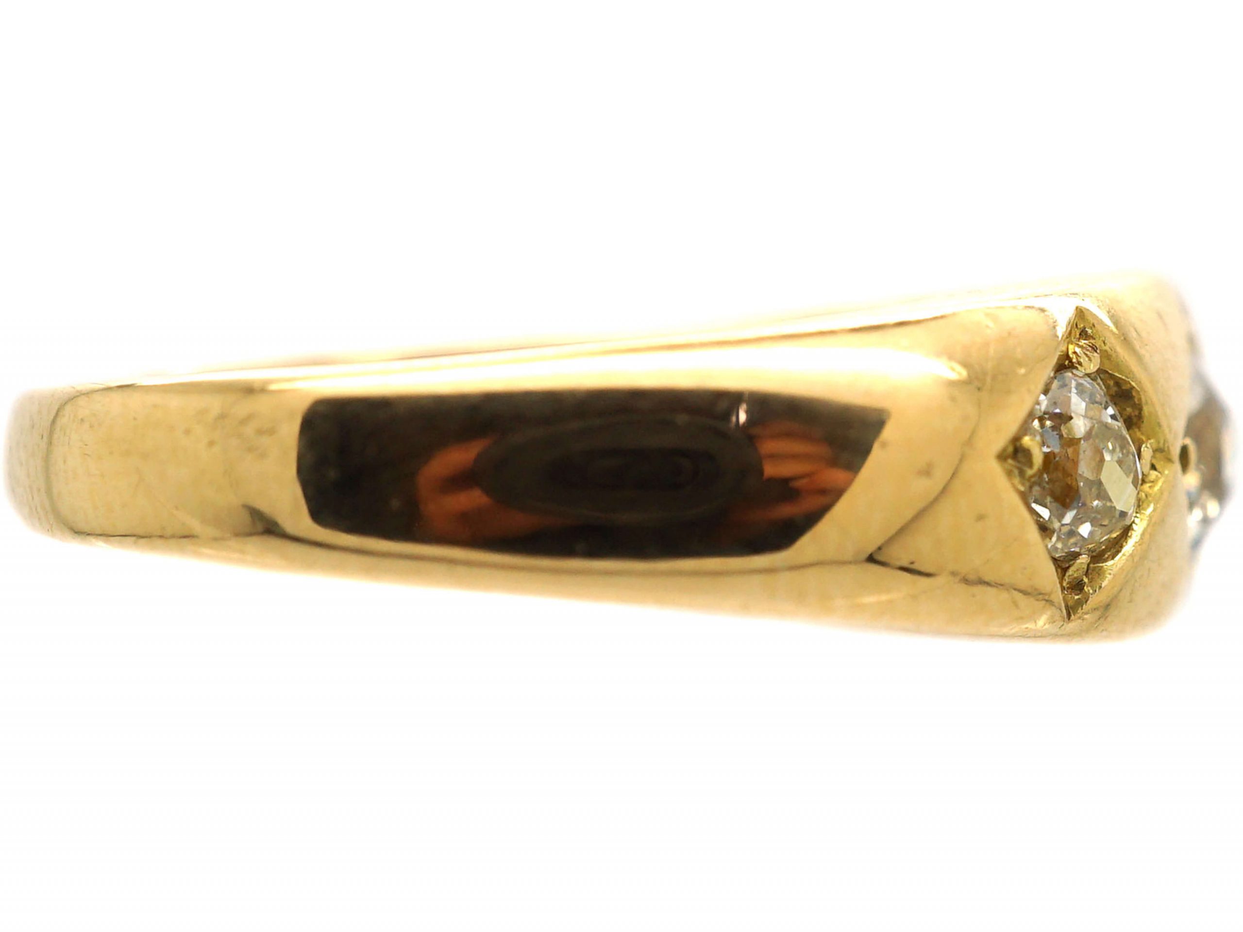 Victorian 18ct Gold, Three Stone Diamond Gypsy Ring (26S ...