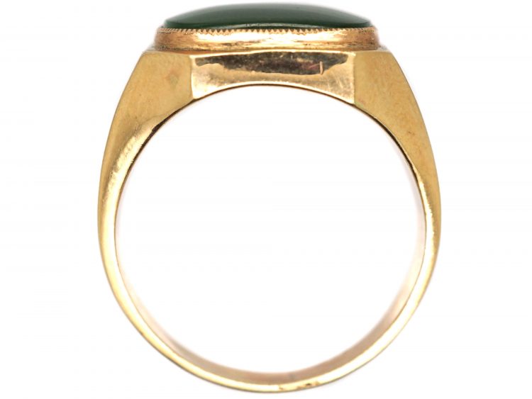 Retro 18ct Gold & Nephrite Signet Ring