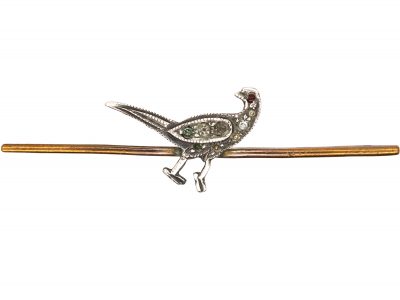 Art Deco Pheasant Brooch set with Paste